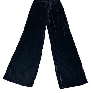Zara Woman Black Crushed Velvet Wide Leg Dress Pants Size XS